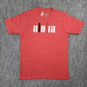 Linksoul Shirt Mens Small Red ALOHA The KAHUKU LITE TEE Active Golf Logo Print